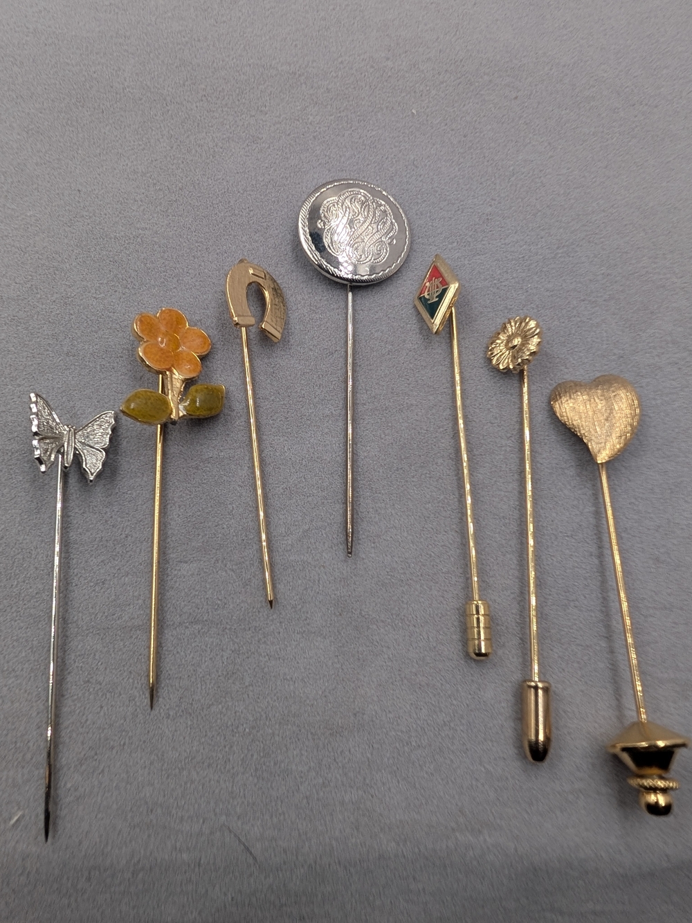 Assorted Women's Gold and Silver Stick Pins - Floral, Heart, Butterfly Designs